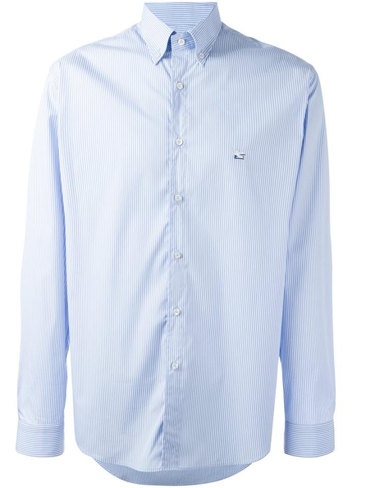 Etro Striped Button-down Shirt, Men's, Size: 41, Blue, Cotton/polyamide/spandex/elastane