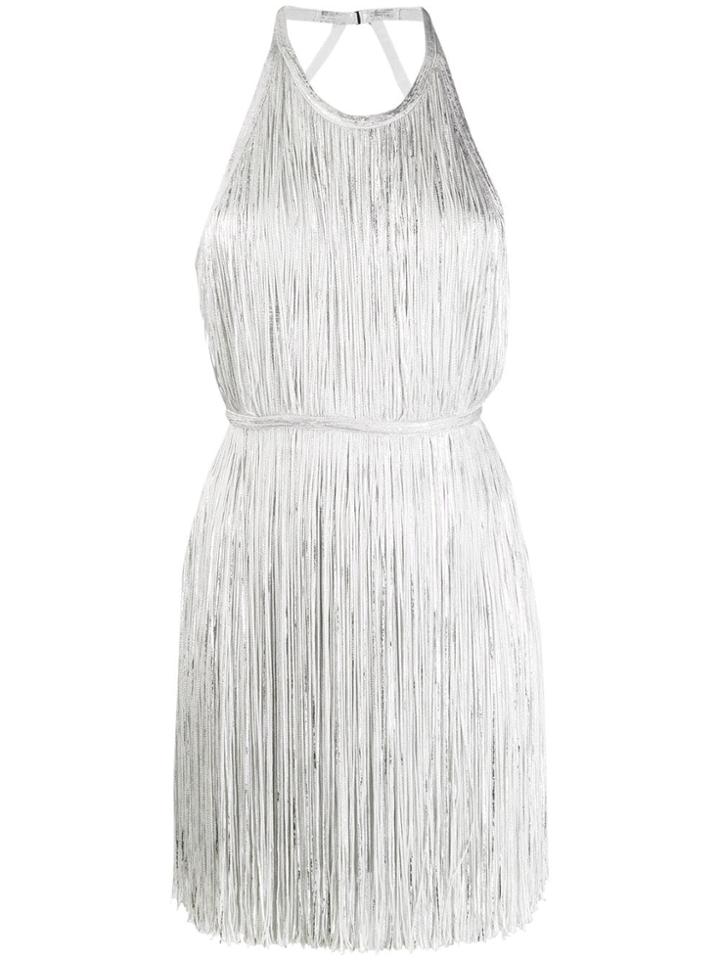 Hervé Léger Fringed Mini Dress - Grey