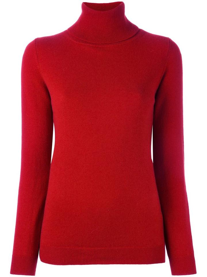 Allude Turtle Neck Sweater, Women's, Size: Large, Red, Cashmere