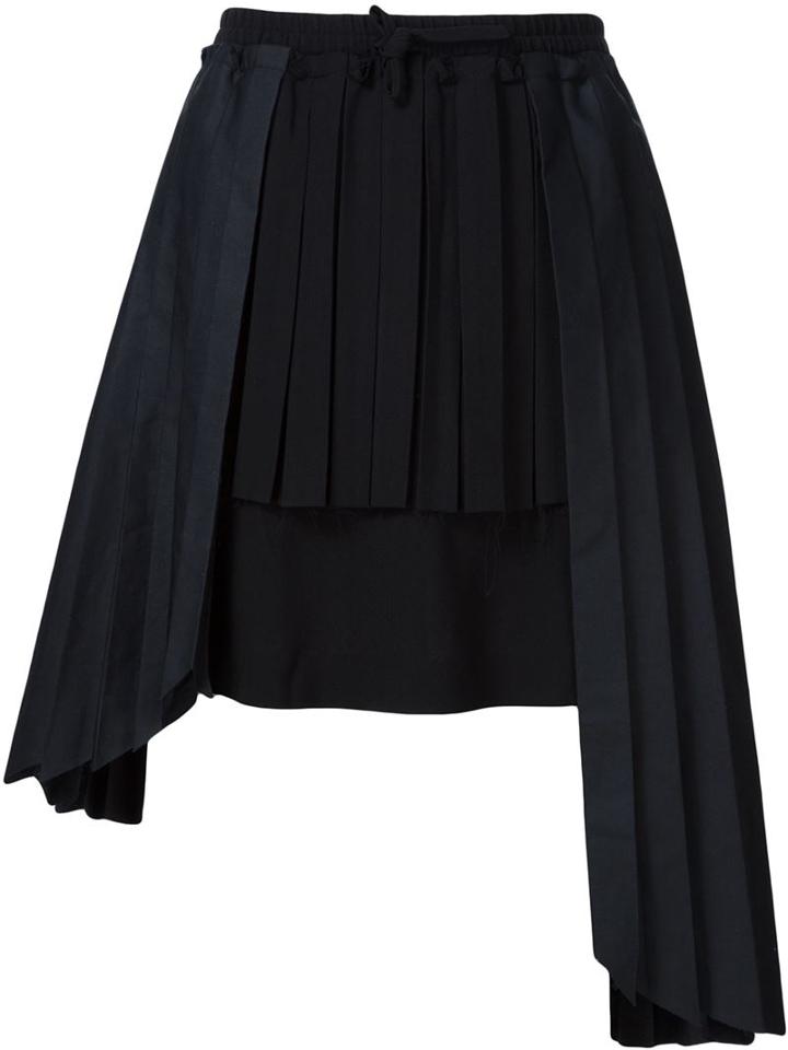 Off-white - Pleated Panel Skirt - Women - Cotton/viscose - S, Black, Cotton/viscose