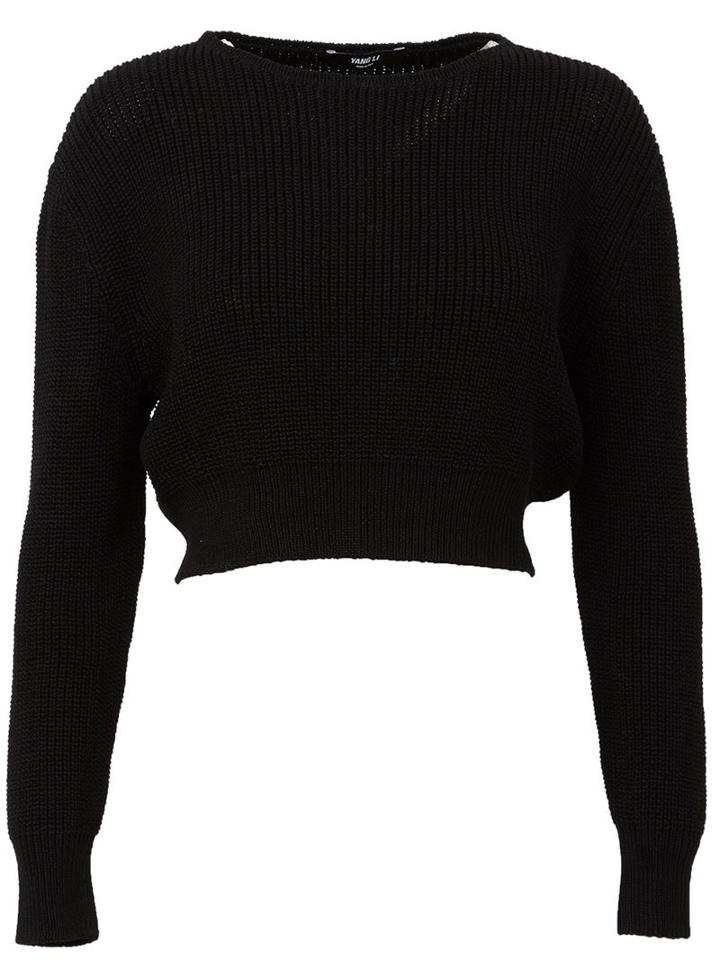 Yang Li Cropped Jumper, Women's, Size: 40, Black, Cotton