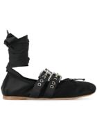Miu Miu Buckled Ballerina Shoes - Black