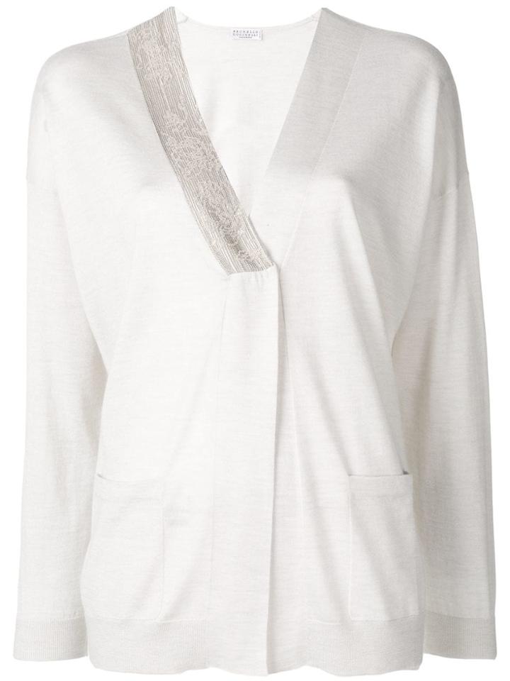 Brunello Cucinelli V Neck Top - Neutrals