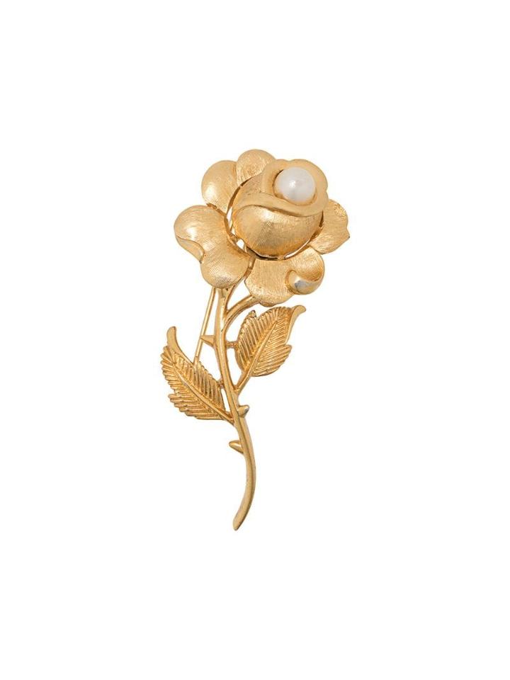Susan Caplan Vintage 1960's Trifari Rose Brooch - Gold