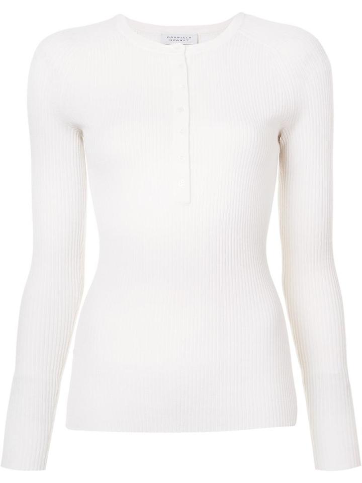 Gabriela Hearst Henley Ribbed Jumper, Women's, Size: Medium, White, Cashmere/silk