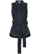 Derek Lam 10 Crosby Sleeveless Tie Waist D-ring Shirt - Black