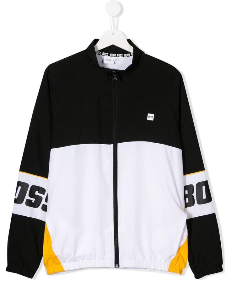 Boss Kids Teen Panelled Logo Track Jacket - Black