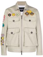 Dsquared2 Patch Studs Military Jacket - Nude & Neutrals