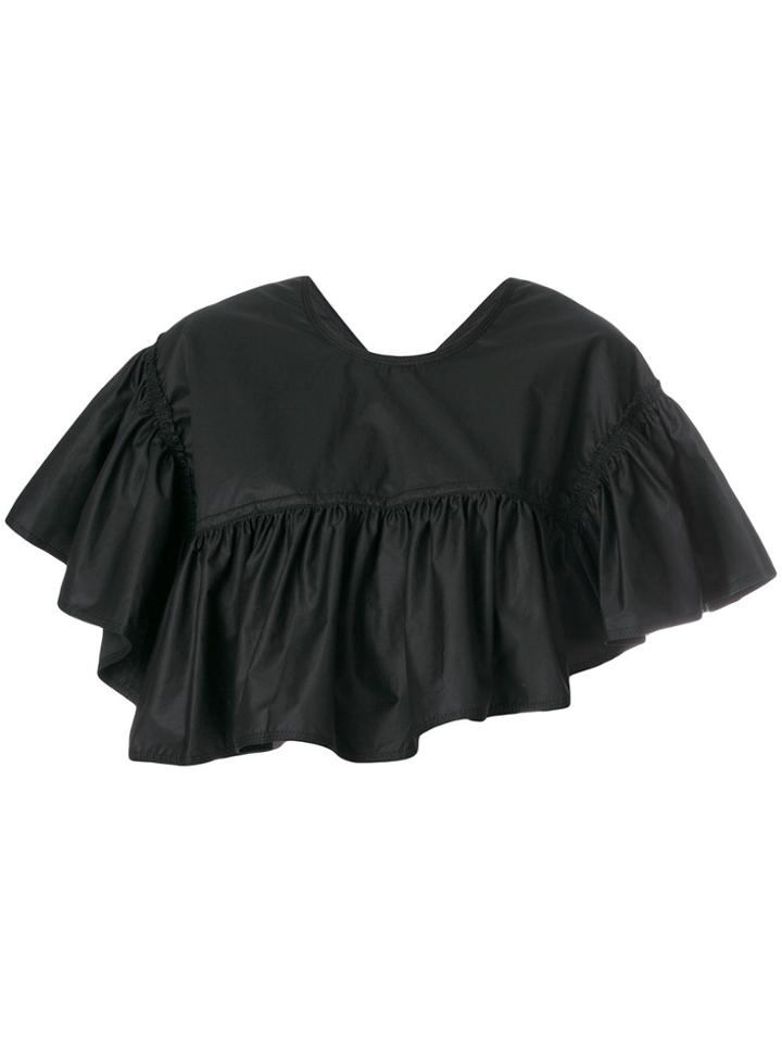 3.1 Phillip Lim Ruffle Flared Cropped Top - Black