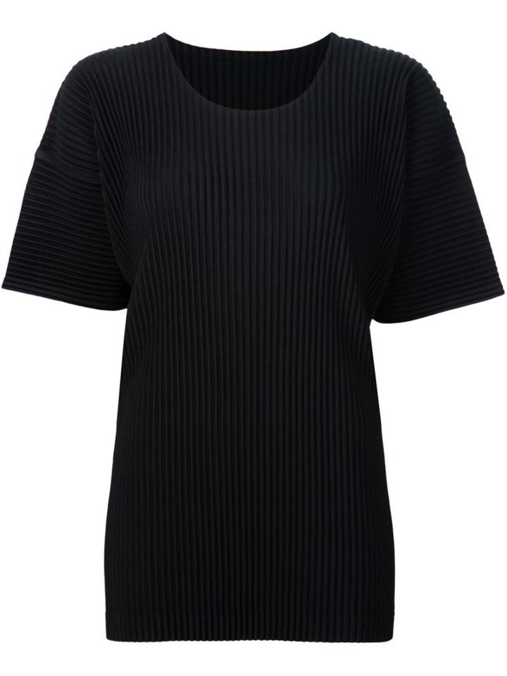 Homme Plissé Issey Miyake Pleated T-shirt, Men's, Size: 2, Black, Polyester