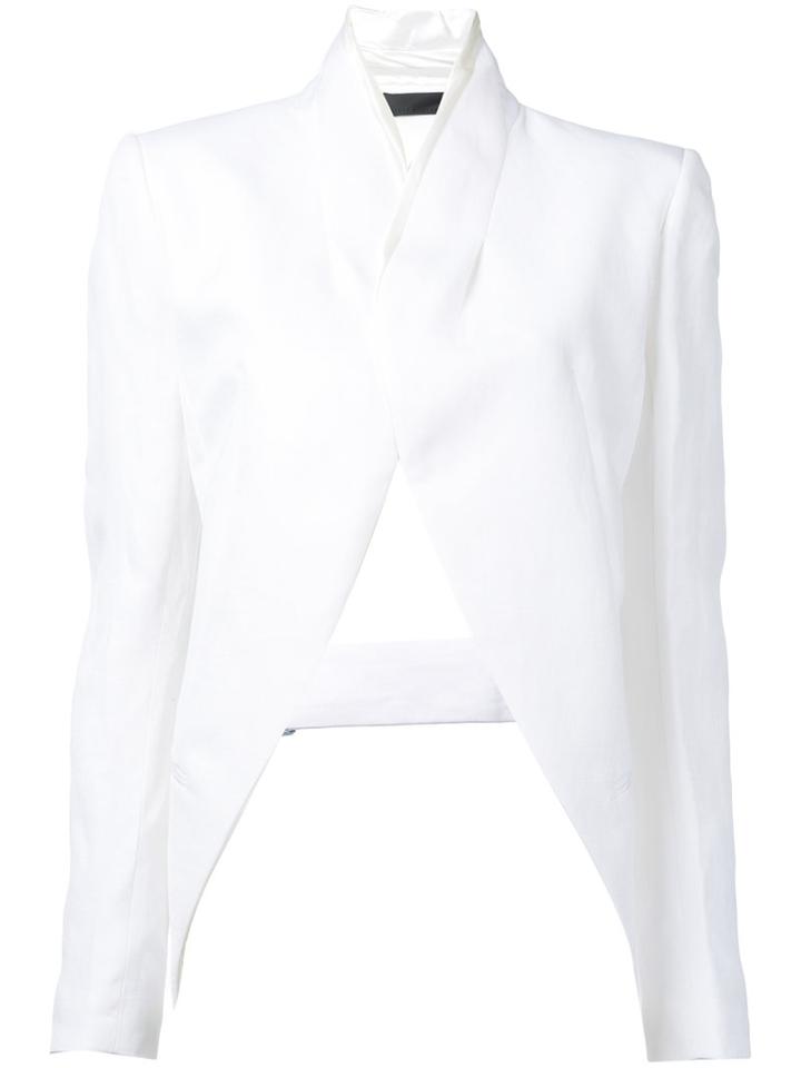 Haider Ackermann - Cut-out Detail Jacket - Women - Linen/flax/viscose - 36, White, Linen/flax/viscose