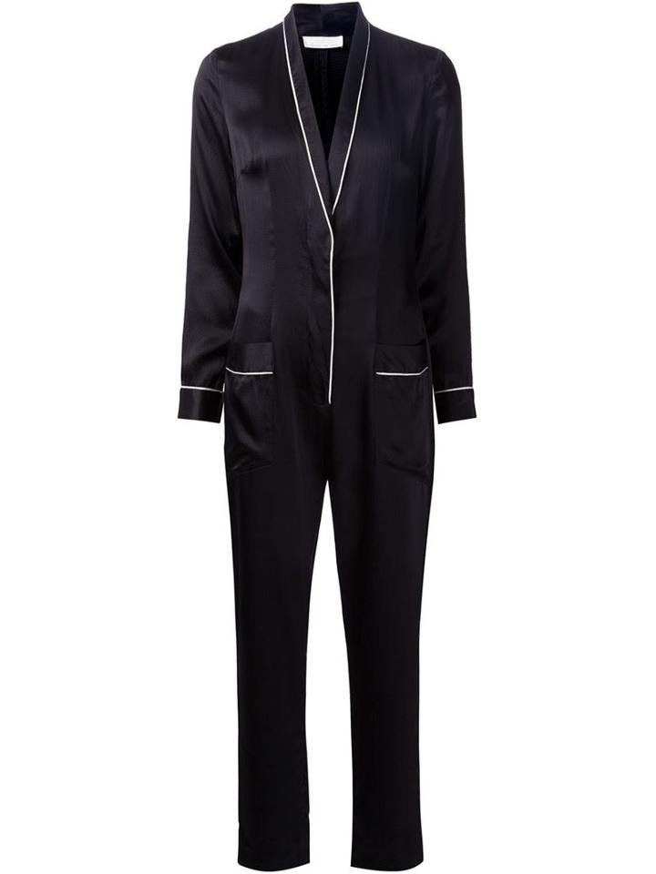 Fleur Du Mal Pajama Jumpsuit, Women's, Size: Large, Black, Silk