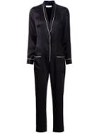 Fleur Du Mal Pajama Jumpsuit, Women's, Size: Large, Black, Silk