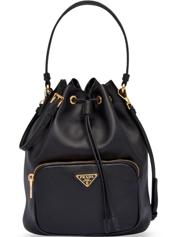 Prada Leather Bucket Bag - Black
