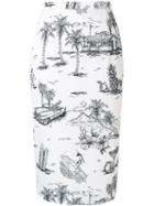 Nº21 Printed Pencil Skirt - White