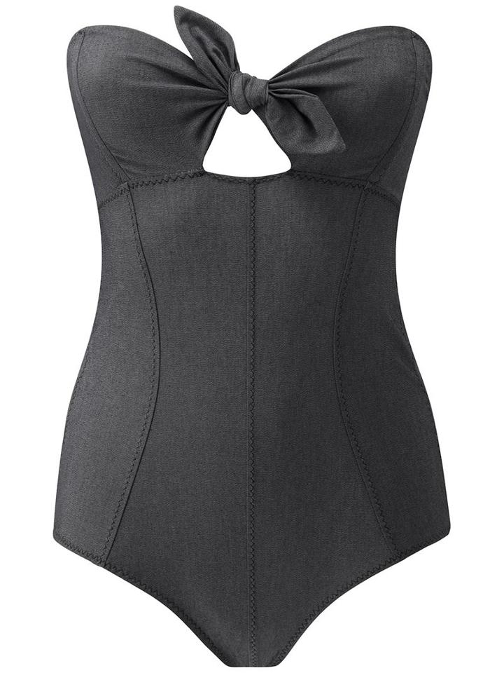 Lisa Marie Fernandez Poppy Bandeau Swimsuit, Women's, Size: Medium, Black, Cotton/nylon/spandex/elastane
