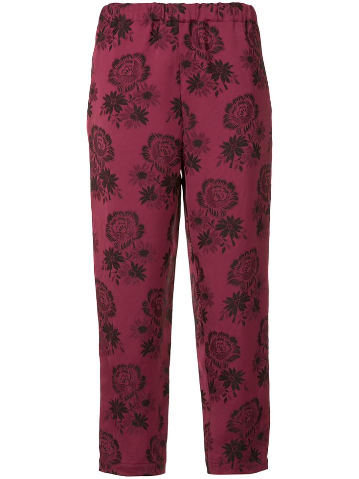 Marni Rose Print Trousers - Red