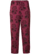 Marni Rose Print Trousers - Red