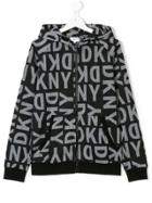 Dkny Kids Printed Hooded Jacket - Black