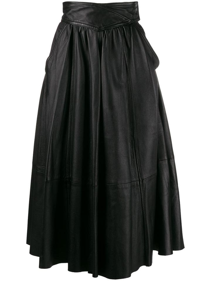 A.n.g.e.l.o. Vintage Cult 1980s High Rise Gathered Leather Skirt -