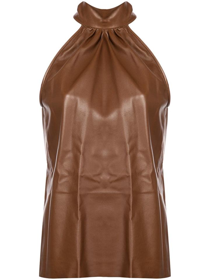 Rochas Pussy Bow Top - Brown