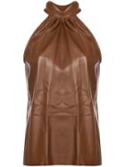 Rochas Pussy Bow Top - Brown