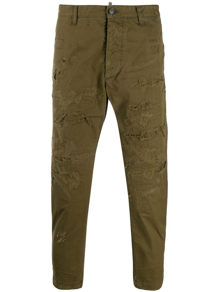 Dsquared2 Distressed Cargo Trousers - Green