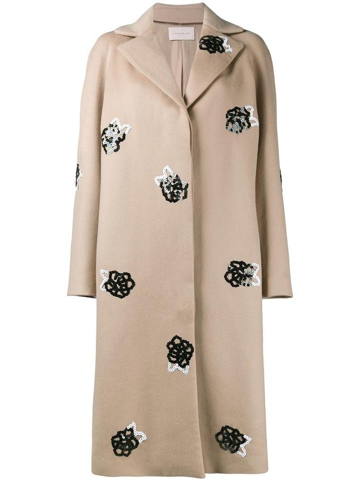 Christopher Kane Sequinned Wool Raglan Coat, Women's, Size: 38, Nude/neutrals, Virgin Wool