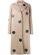 Christopher Kane Sequinned Wool Raglan Coat, Women's, Size: 38, Nude/neutrals, Virgin Wool