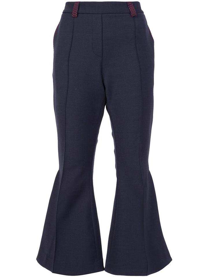 Ellery Flared Cropped Trousers, Women's, Size: 6, Blue, Cotton/polyester/spandex/elastane/virgin Wool