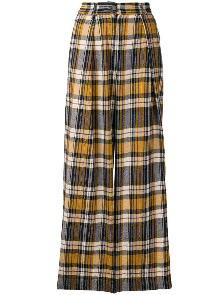 Forte Forte Plaid Wide Leg Trousers - Brown