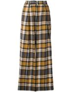 Forte Forte Plaid Wide Leg Trousers - Brown