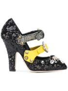 Dolce & Gabbana Buckle Strap Embellished Pumps - Black