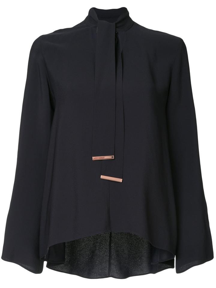 Ginger & Smart Tie Neck Asymmetric Blouse - Black