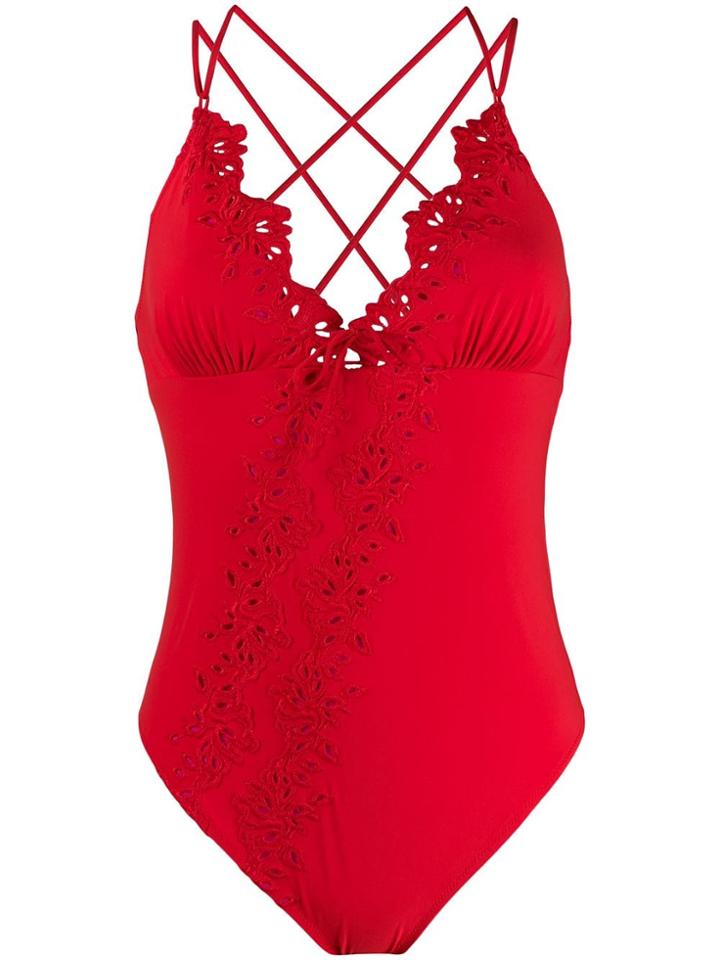 Ermanno Scervino Floral Embroidered One Piece Swimsuit