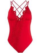 Ermanno Scervino Floral Embroidered One Piece Swimsuit