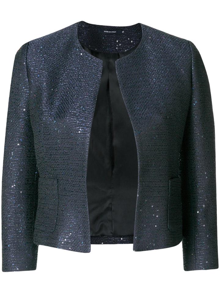 Tagliatore Single Buttoned Jacket With Sequin Details - Blue