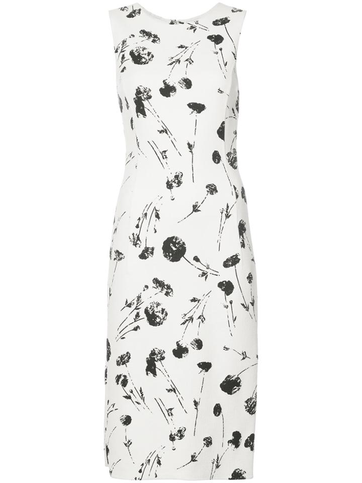 Oscar De La Renta Cherry Print Midi Dress - White