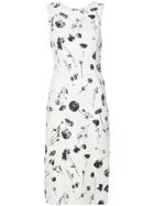 Oscar De La Renta Cherry Print Midi Dress - White