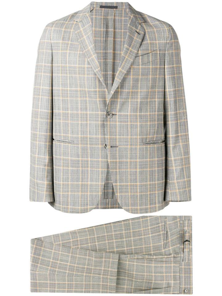 Caruso Checked Formal Suit - Neutrals