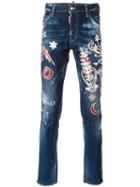 Dsquared2 Cool Guy Embossed Patch Jeans, Men's, Size: 48, Blue, Cotton/spandex/elastane