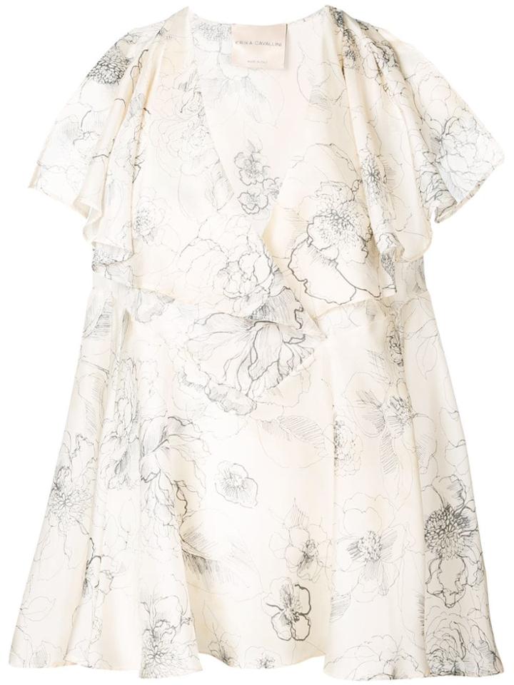 Erika Cavallini Floral Print Silk Blouse - Neutrals