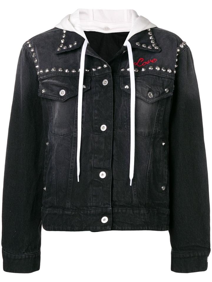 Miu Miu Denim Flower Stud Jacket - Black