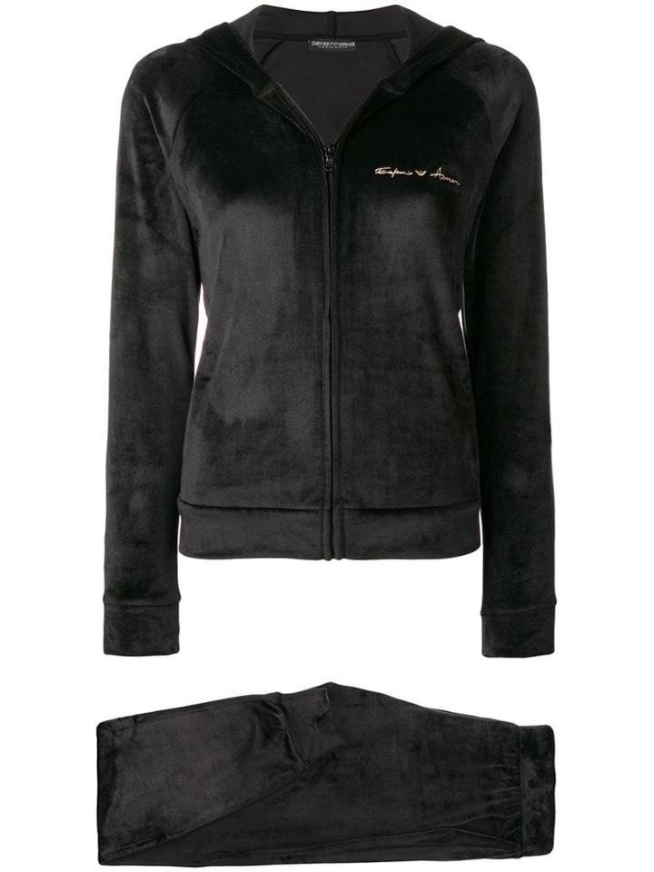 Emporio Armani Velour Tracksuit - Black