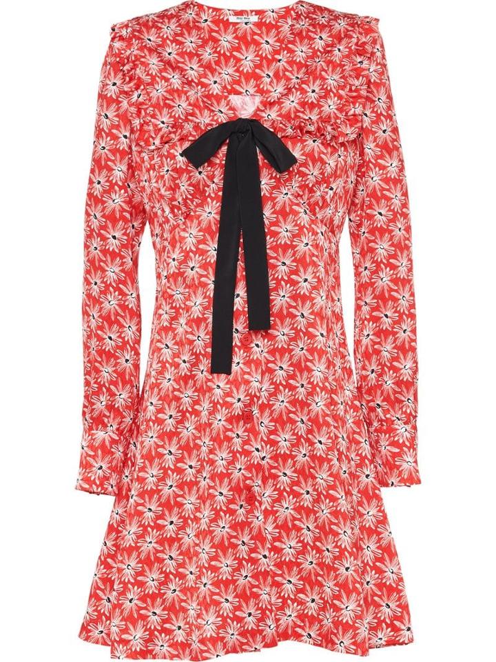 Miu Miu Floral Short Dress - Red