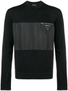 Prada Nylon Panel Knitted Sweater - Black