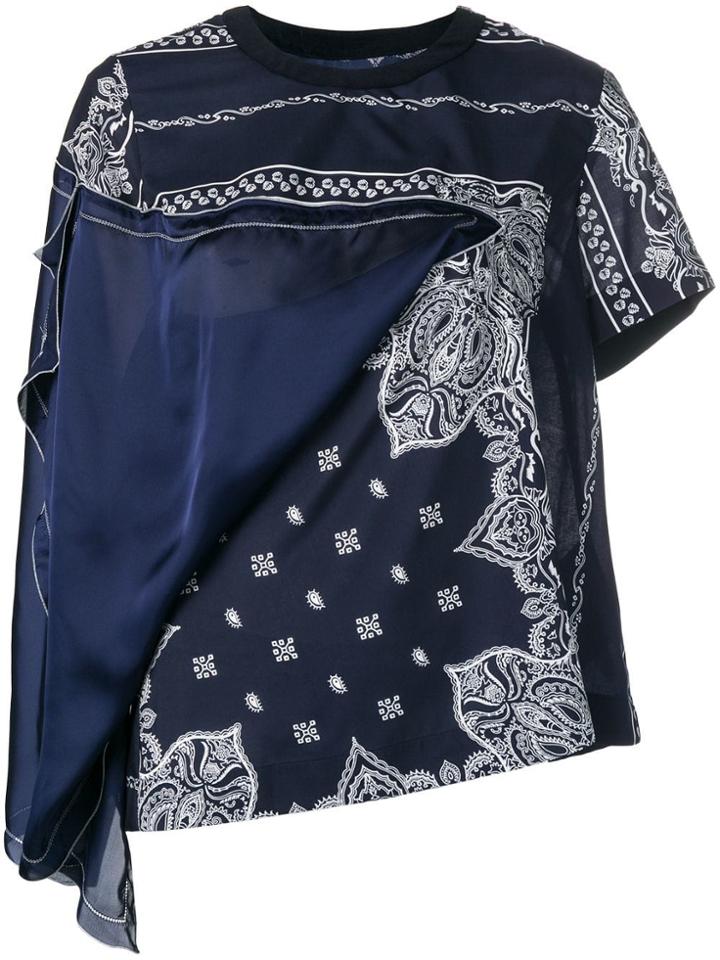 Sacai Sac Ss Cn Top Tee W Shldr Dtl Bndan Prnt - Blue