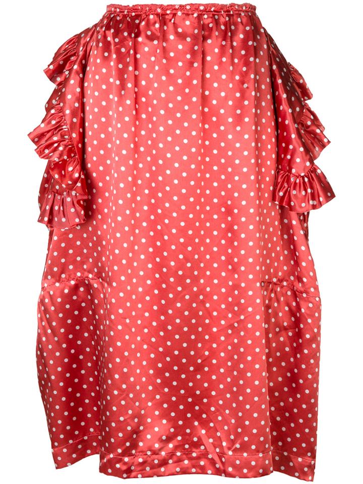 Comme Des Garçons Vintage Deconstructed Ruffle Polka Dot Skirt - Red