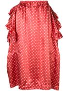 Comme Des Garçons Vintage Deconstructed Ruffle Polka Dot Skirt - Red