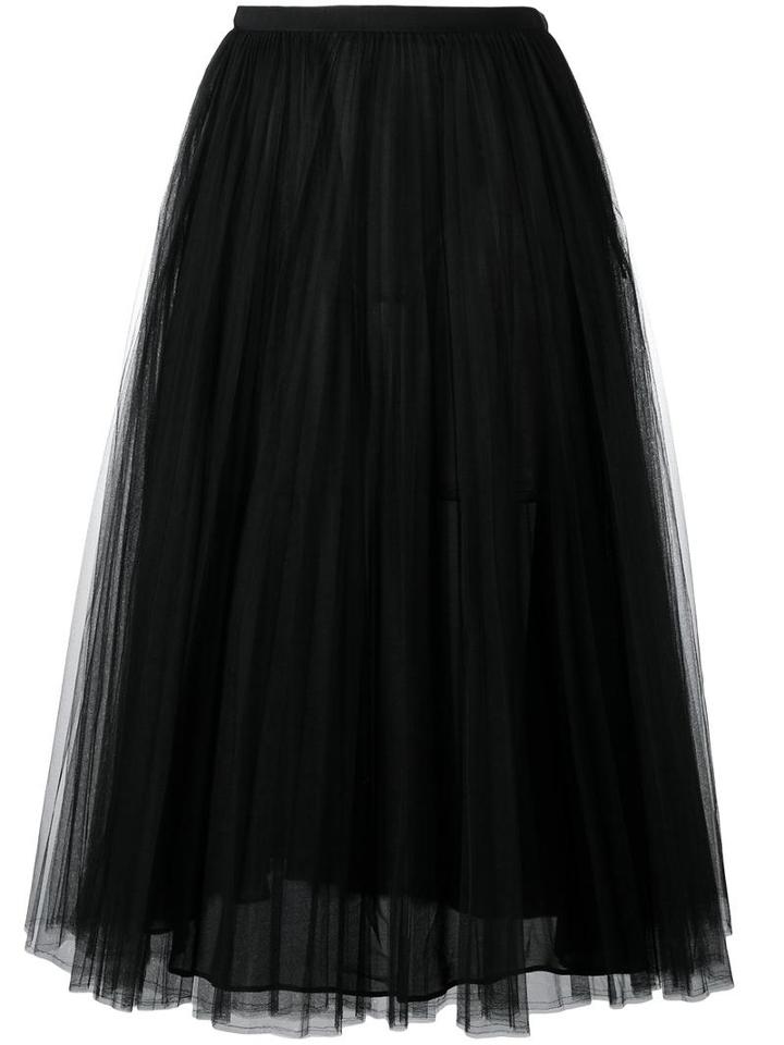 Valentino Tulle A-line Skirt, Women's, Size: 42, Black, Silk/polyamide/spandex/elastane